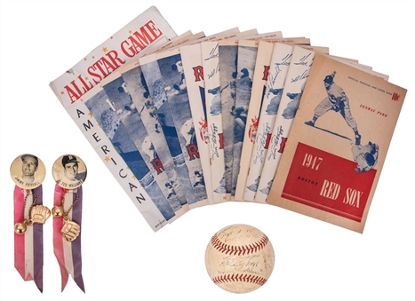 1947-1961 Boston Red Sox Gameday Program Collection (14 Different) & Multi-Signed Baseball With 26 Signatures (Beckett)